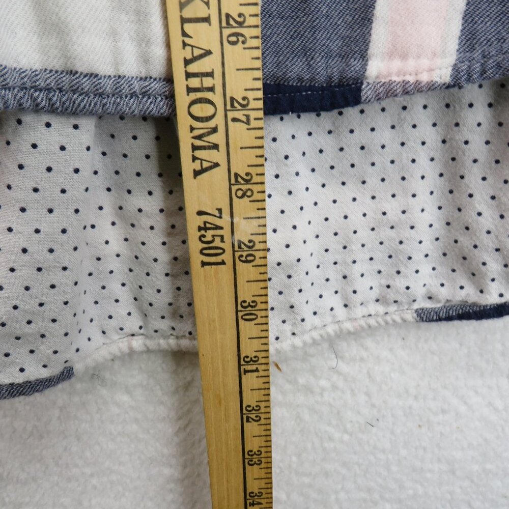 Lane Bryant Shirt Womens 22/24 Plaid Button Polka Dot Trim Roll Tab Sleeve - Picture 9 of 10